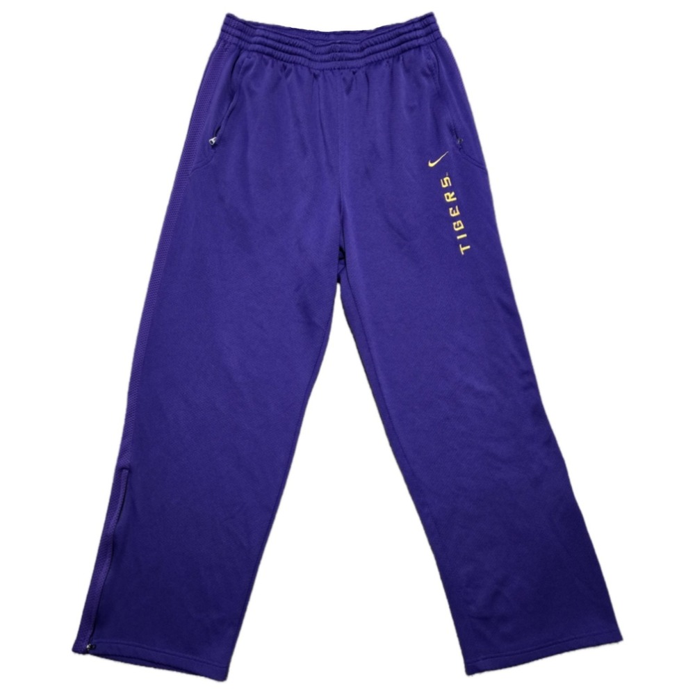 VTG Nike LSU Tigers Team Issued purple Sweatpants Warmup Track Pants Dri-Fit XL